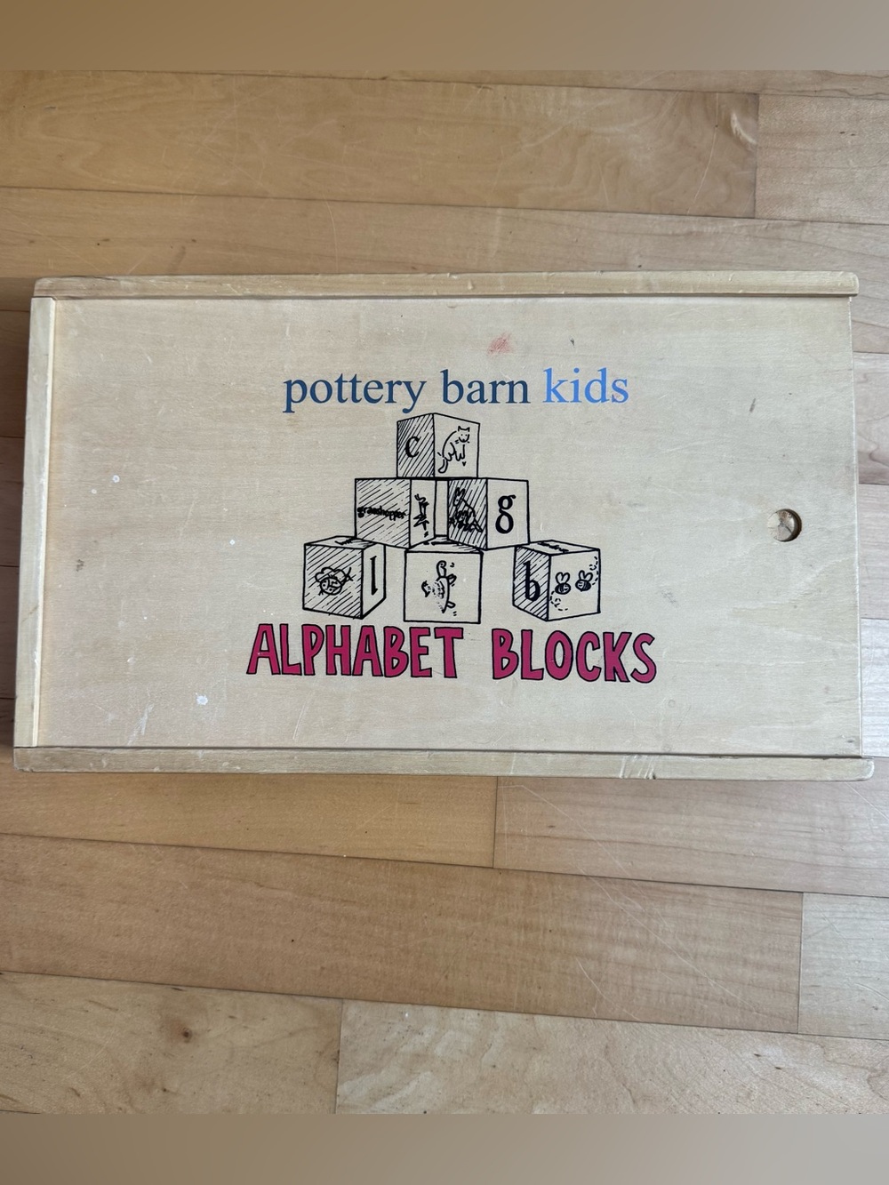 Pottery Barn Kids PBK Learning Alphabet‎ Blocks with storage box Montessori